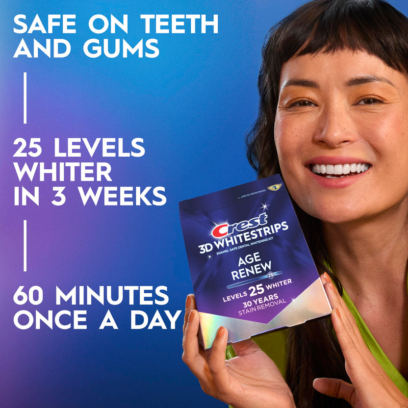 3DWhitestrips Age Renew At-Home Teeth Whitening Kit, 21 Treatments, 25 Levels Whiter, Removes 30 Years of Stains 42 Count (Pack of 1)