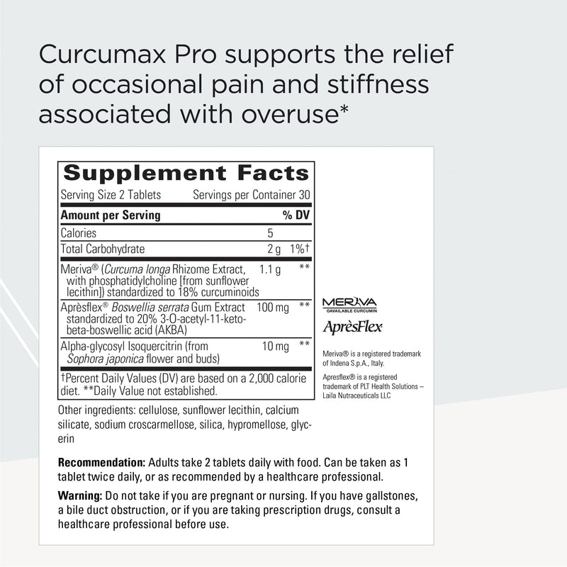 [Australia] - Integrative Therapeutics Curcumax Pro - Movement Support Formula with Meriva Curcumin Extract* - Dairy-Free & Vegan Supplements - 60 Tablets 
