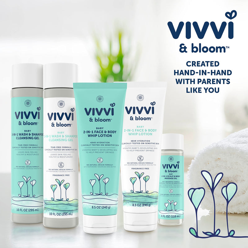 [Australia] - Vivvi & Bloom Gentle 2-in-1 Baby Wash & Shampoo Cleansing Gel, Leaves Sensitive Skin Feeling Healthy & Moisturized, Tear-Free, Formulated Without sulfates, paraben, and Dyes, 10 fl. Oz Fragrance Cleanser 