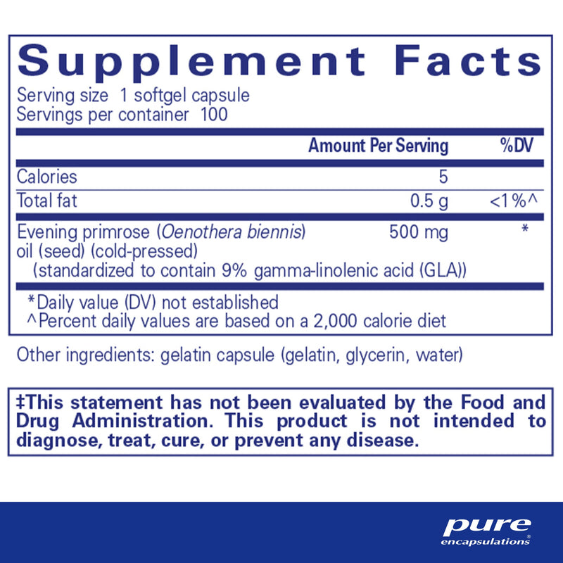 [Australia] - Pure Encapsulations E.P.O. (Evening Primrose Oil) | Hypoallergenic Dietary Supplement Containing 9% GLA | 100 Softgel Capsules 100 Count (Pack of 1) 