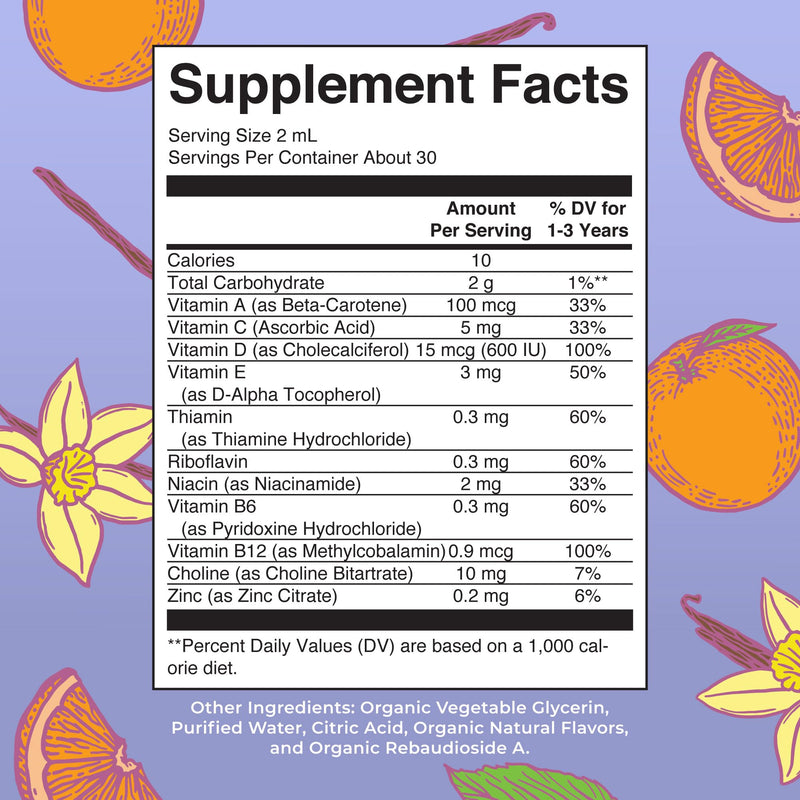 MaryRuth's Organic Toddler Multivitamin Drops,Vegan,Sugar Free,30 Servings | Vitamin A C D E B6 B12 Zinc, Healthy Growth Support, Immunity & Bone Health & Cognitive Function Toddler Multi