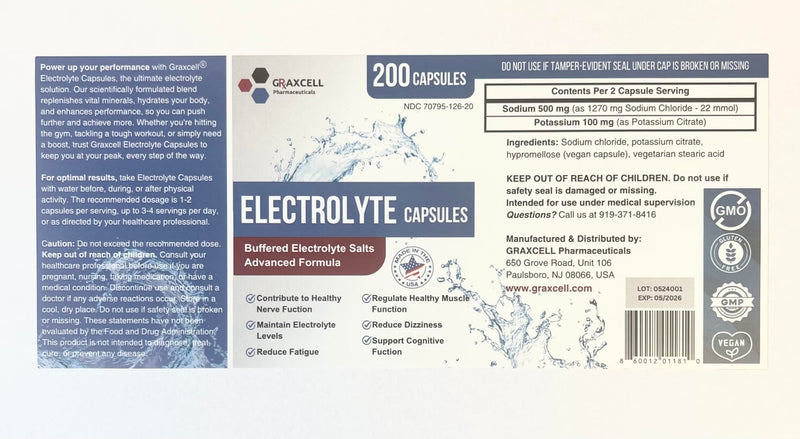 [Australia] - Electrolyte Capsules 200 Count Bottle | 500mg Sodium, 100mg Potassium | Non-GMO Vegan Allergen-Free Supplement for Hydration & Balance | Made in The USA 