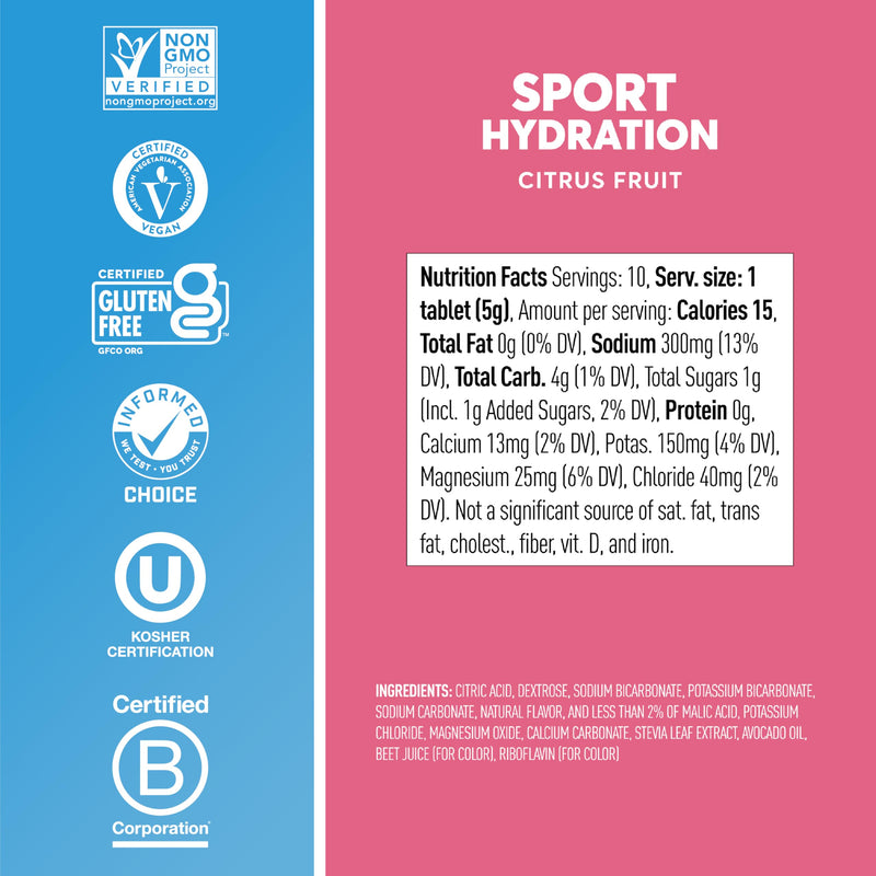 [Australia] - Nuun Sport Electrolyte Tablets for Proactive Hydration, Citrus Fruit, 8 Pack (80 Servings) 10 Count (Pack of 8) 
