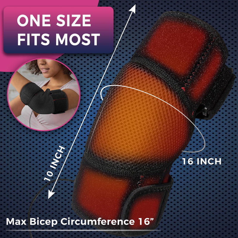 Heated Elbow Brace for Tendonitis & Tennis Elbow Relief, Flexible Arm Heating Sleeve with Moist Heat Option & Auto Shut-Off
