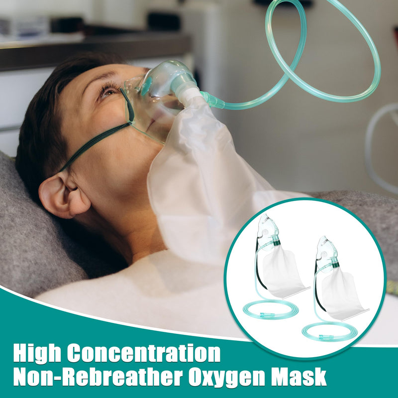[Australia] - Geiserailie 2PCS XL Non Rebreather Oxygen Mask with Reservoir Bag, Non Rebreathing Oxygen Mask with 6.6ft Tubing and Adjustable Elastic Strap 