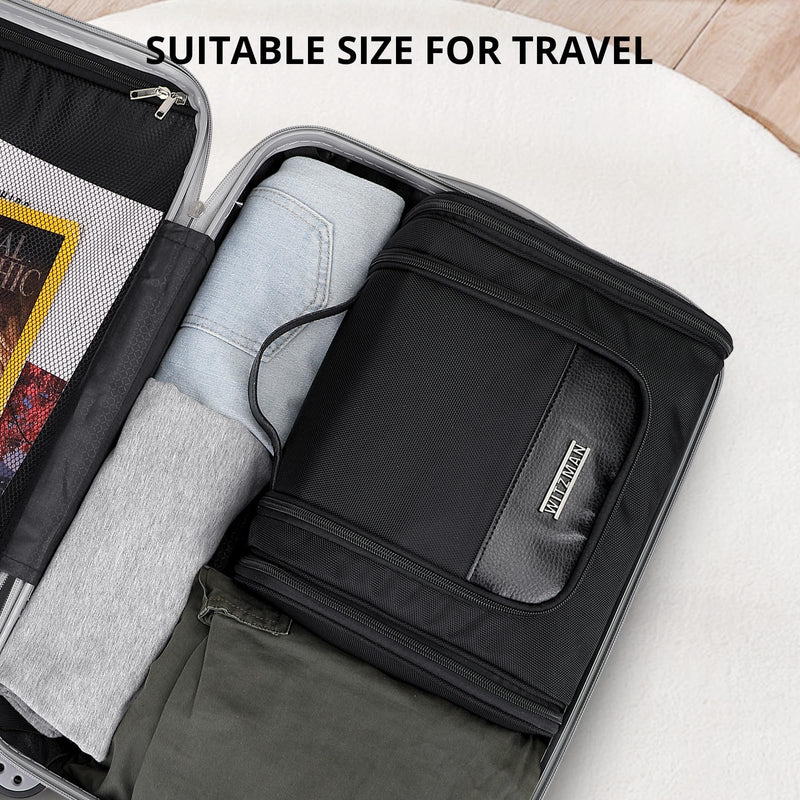 WITZMAN Toiletry Bag for Men Nylon Hanging Water-resistant Shaving Dopp Kit | With Dry-wet Separation Pocket, Multi-pockets for Organized Storage, Lightweight, For Travel, Bathroom, B690 Black