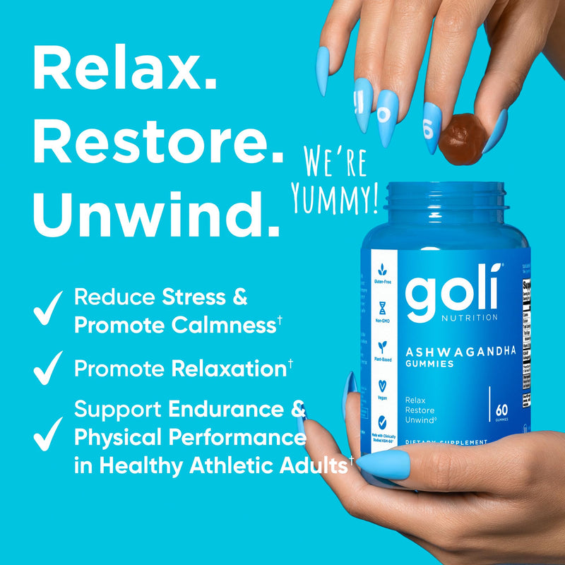 Goli Ashwagandha & Vitamin D Gummy 120 Count - Relax. Restore. Unwind. (Mixed Berry, KSM-66, Vegan, Plant Based, Non-GMO, Gluten-Free & Gelatin Free), Pack of 2 Mixed Berry