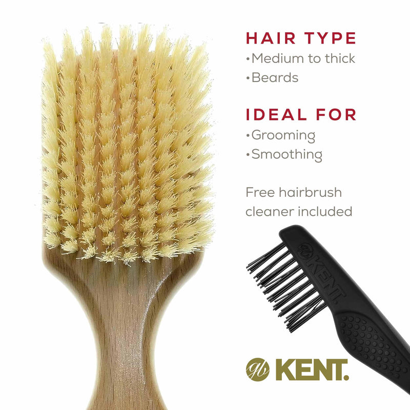 Kent OG2S Beechwood Soft Bristle Hair & Facial Brush - Exfoliating Soft White Natural Boar Bristle Brush for Men's Grooming, Hair Care & Beard Straightener