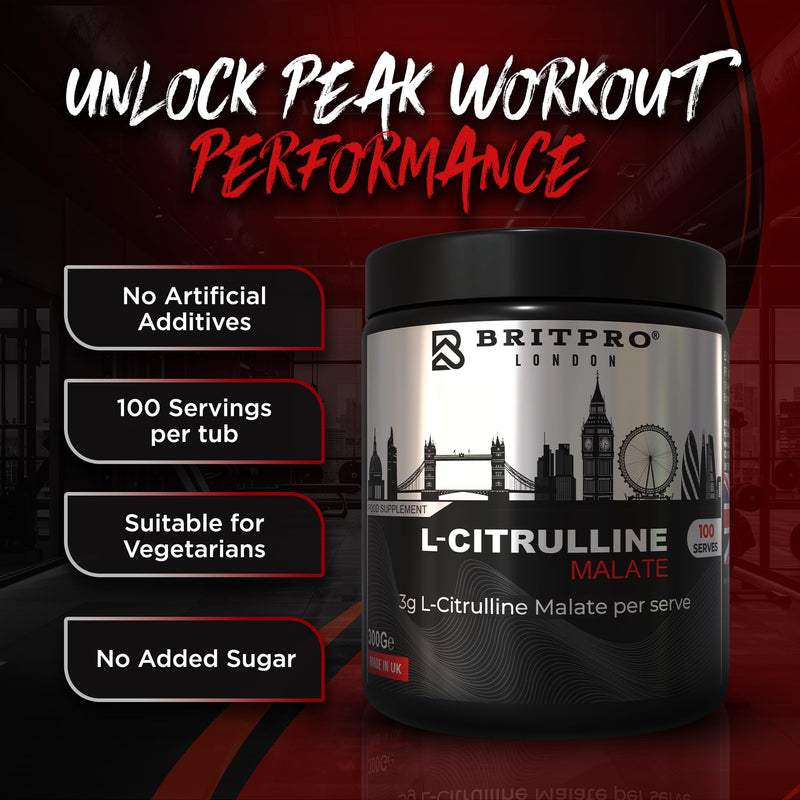 Citrulline Malate, 300g - 2:1 Ratio L-Citrulline Malate - Muscle Pump, Endurance & Recovery Support - Boosts Blood Flow & Training Performance - Made in the UK
