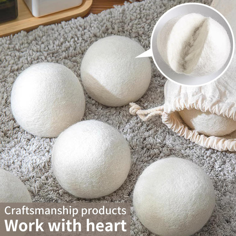 [Australia] - Wool Dryer Balls, Wool Balls for Dryer, Laundry Balls for Dryer Reusable 6P Reducing Clothing Wrinkles,Saving Drying Time and Fabric Fluffier Off White 