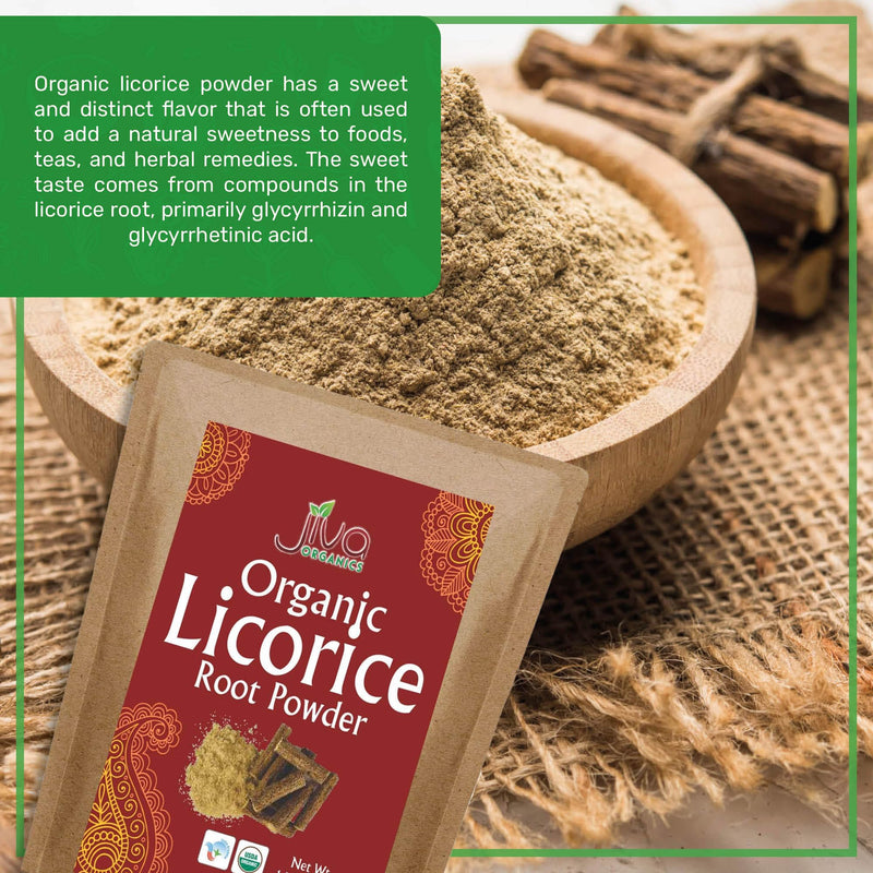 [Australia] - Jiva Organics Licorice Root Powder 1 Pound Bulk Bag (16oz) - Glycyrrhiza glabra - Mulethi - Yashtimadhu - Non-GMO 