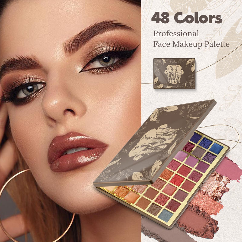 [Australia] - Color Nymph 48 Color Eye Makeup Palette, Highly Pigmented Eyeshadows Palettes with Mirror, Matte Shimmer Creamy Eye Shadows, Long Lasting Blendable Color Make Up Eye Shadows Cosmetics Gift Kit Brown 