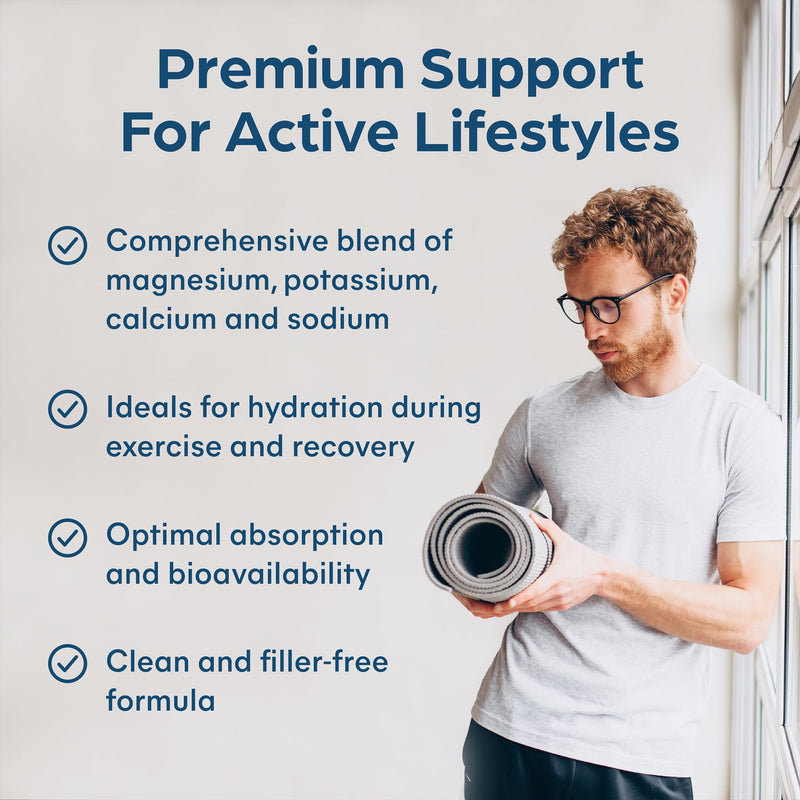 Purolabs Electrolytes Complex – Hydration Tablets with Electrolytes Alternative in High-Strength Capsules – Magnesium, Potassium, Calcium & Sodium – 60 Vegan Capsules