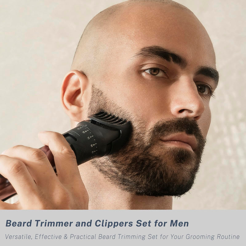 [Australia] - Beard Trimmer and Clippers Set for Men with Foil Shavers, Precision Dial Adjustable 20 Lengths, All-in-One Hair Trimmers for Face Head Nose Full Body, IPX7 Waterproof Wet/Dry, USB-C Rechargeable Dock 