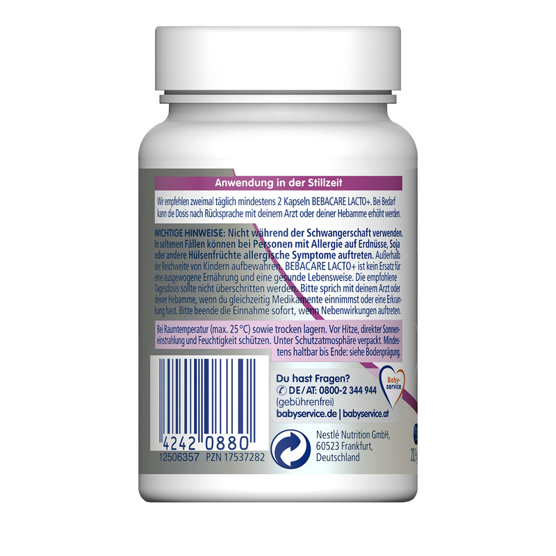 [Australia] - BEBACARE LACTO+ herbal dietary supplement to support milk production, gluten-free fenugreek capsules for breastfeeding mothers, pack of 1 (1 x 28 capsules) 