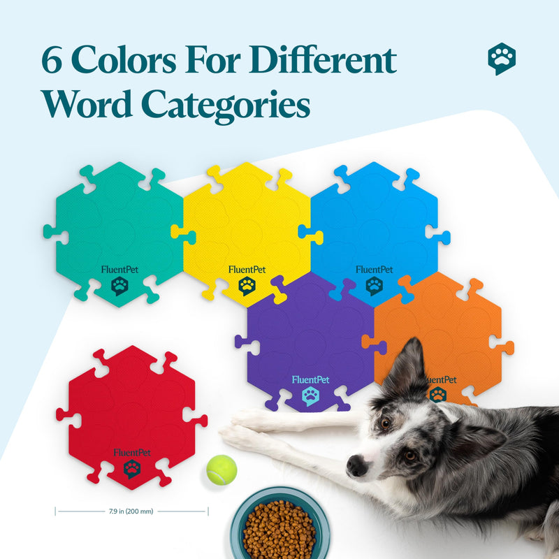 [Australia] - FluentPet HexTile - Blue | Accessory Dog and Cat Button Learning Kits | Can Hold Up to 6 Buttons | Soft, Durable, and Non-Slip | Gift for Pet Lovers | Comes in 12 Colors 