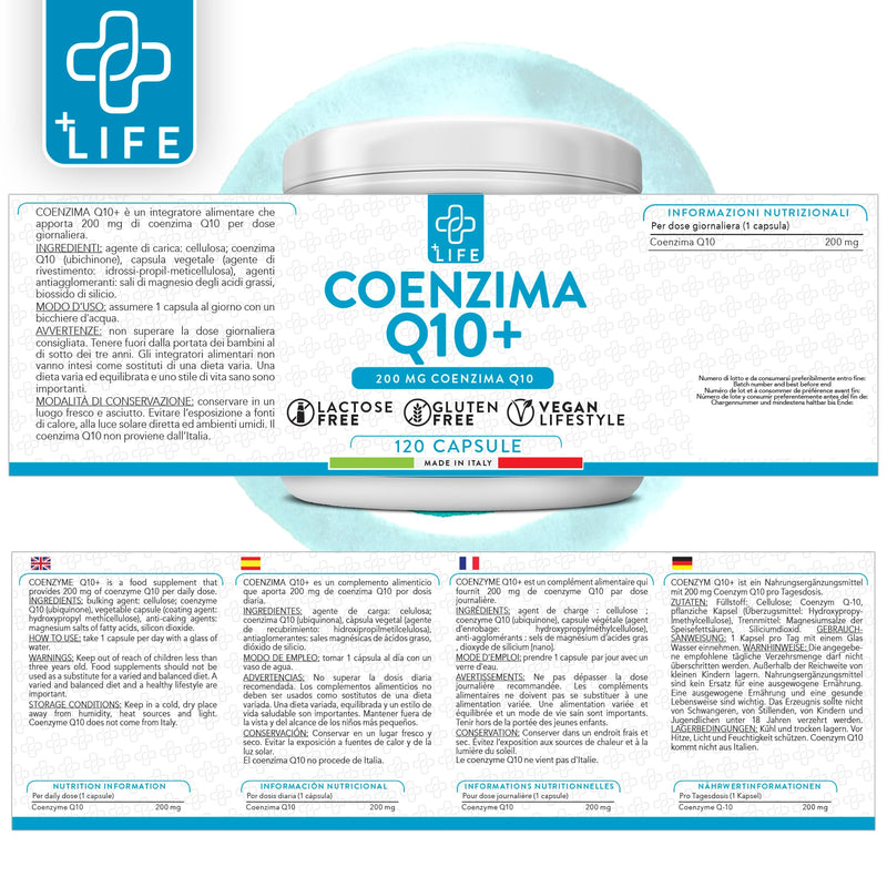 [Australia] - Q10 capsules high dosage 200mg PiuLife® 120 capsule vegan coenzyme q10 high dosage from ubiquinone antioxidant, vegan from fermentation anti-aging 