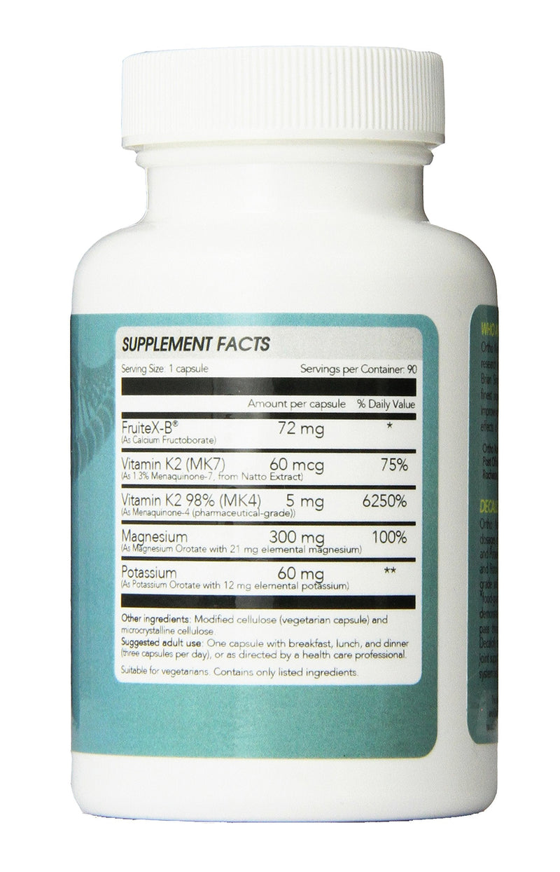 Decalcify - Fruitex-B, Vitamin K2 (MK4 and MK7), Magnesium and Potassium Orotate, 90 Vegetarian Capsules
