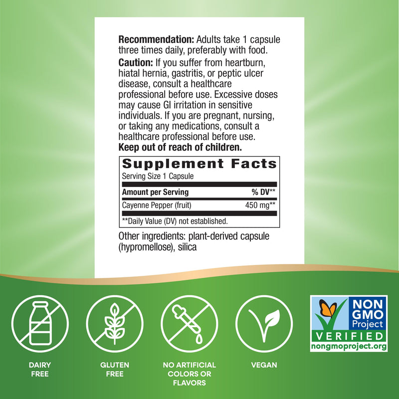 [Australia] - Nature's Way Cayenne Pepper, Traditional Digestion and Circulation Support*, Non-GMO Project Verified, Gluten Free, 180 Vegetarian Capsules (Packaging May Vary) 180 Count (Pack of 1) 