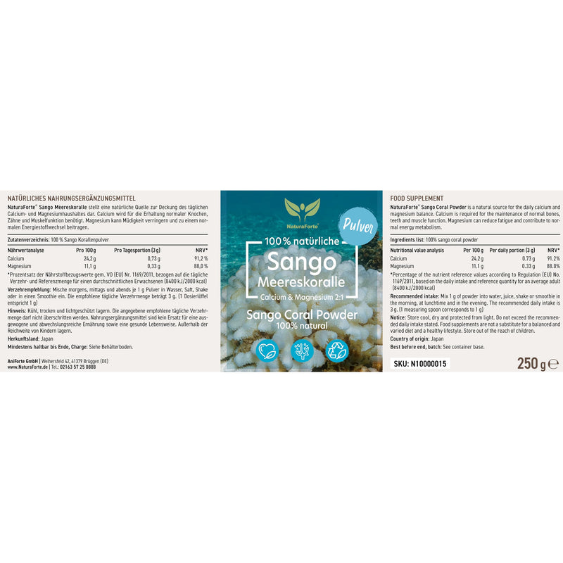[Australia] - Sango Sea Coral Powder 250g - Natural source of calcium & magnesium, provides coral calcium 