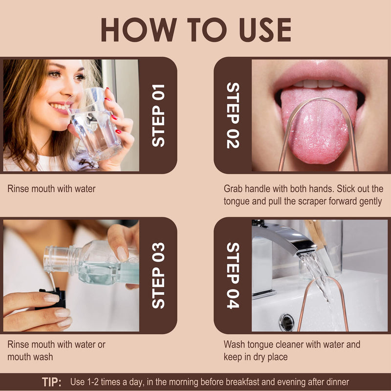 [Australia] - TruLife Tongue Scraper For Adults (2 Pack), Tongue Cleaner for Oral Care & Hygiene, Metal Tongue Scraper, Reduce Bad Breath (Travel Cases Included), Tounge Scraper - Fresher Breath & Easy to Use Copper 