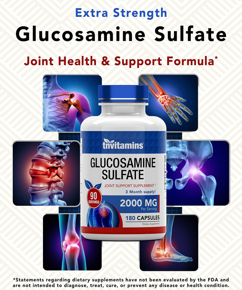 [Australia] - Glucosamine Sulfate Capsules 2000 MG (180 Count) | Joint Support* Supplement for Women & Men | Produced in The USA | Promotes Flexibility & Mobility 