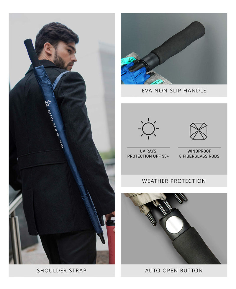 Golf Umbrella 62 Inch - Windproof -Automatic Open - UV Protection- Square Umbrella for Men Women - Umber on Ash - One Size