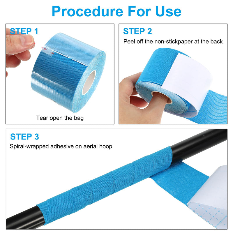 PATIKIL Aerial Hoop Tape, Athletic Tape Adhesive Non-Slip Grip Tape Yoga Rig Sports Tape for Wrapping Gymnastics Blue 16.4ft x 2 Inch