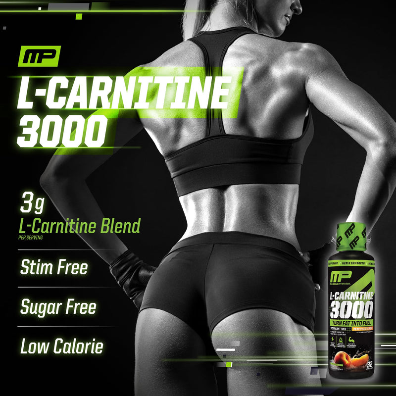 [Australia] - Muscle Pharm L-Carnitine 3000, The Ultimate Liquid L Carnitine Supplement for High-Performance, Supports Metabolism, Hydration & Energy, Zero Sugar/Calories, Peach Nectarine Flavor, 32 Servings 