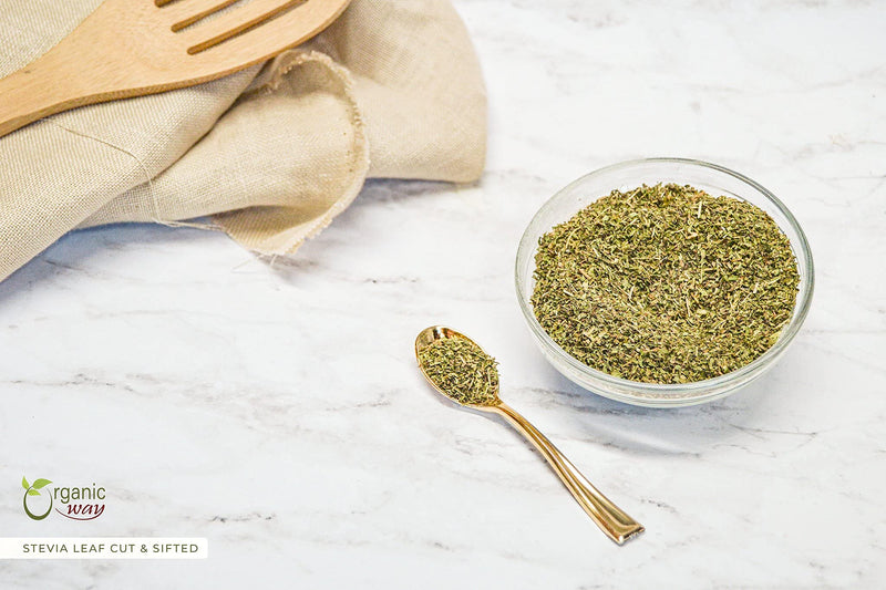 [Australia] - Organic Way Stevia Leaf Cut & Sifted (Stevia Rebaudiana) - Kosher & USDA Certified | Non-GMO & Gluten Free | Tested for Heavy Metal and Purity | Natural Sweetener | 100% Raw from India (1LBS / 16Oz) 1 Pound (Pack of 1) 