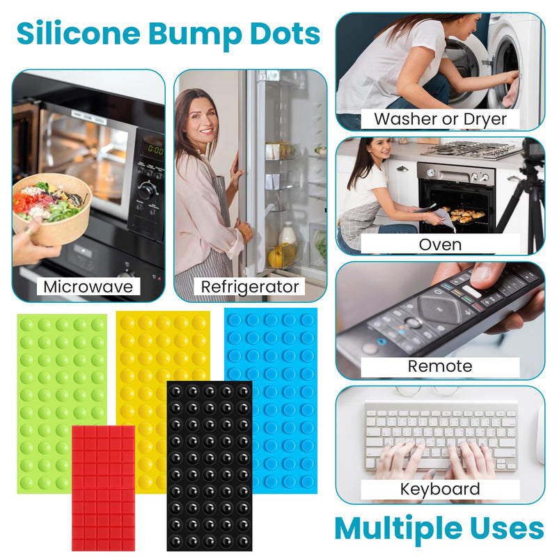 250 Pack Bump Dots for Visually Impaired, 5 Color Silicone Self-Adhesive Braille Stickers for Low Vision Aids, Tactile Dots for Blind & Elderly (Red, Black, Green, Yellow, Blue)