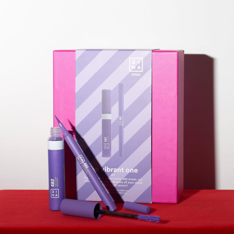 [Australia] - 3INA MAKEUP - The Vibrant One Kit - Purple - Perfect Purple Set - The Colour Pen Eyeliner 482 + The Colour Mascara 482 - Durable and Bright Colour - Makeup Set - Vegan - Cruelty Free 