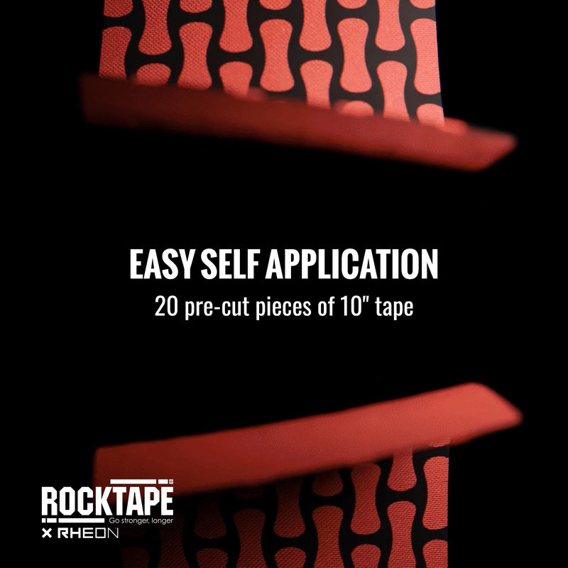 RockTape Rheon Precut Kinesiology Tape- Speeds Up Recovery and Reduces Muscle Discomfort,Rheon Technology Reacts to Body's Movement,Provides Support and Comfort for 5-7 Days,5cm x 5m,Red