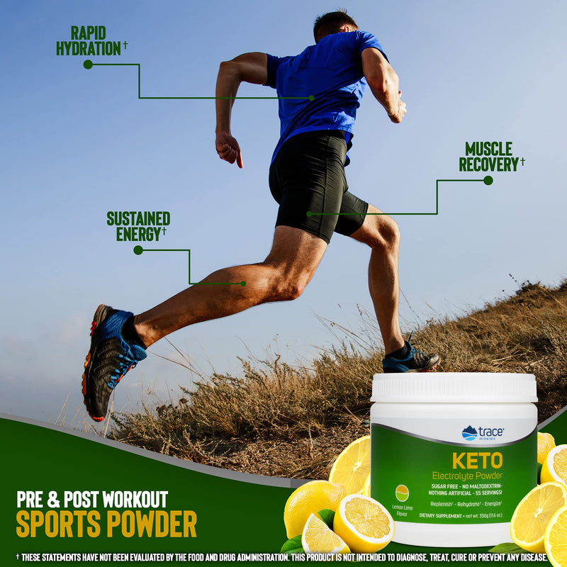 [Australia] - Trace Minerals | Keto Electrolyte Powder Drink Mix | Sugar Free | Promotes Energy and Endurance | Gluten Free, Vegan | Natural Lemon Lime | 55 Servings 
