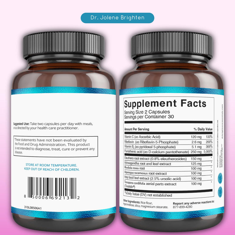 [Australia] - Dr. Brighten Adrenal Support - Dietary Supplement with Ashwagandha to Support Healthy Energy Levels and Stress Response 60 Count (Pack of 1) 