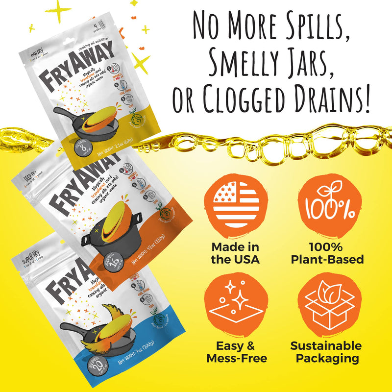 [Australia] - FryAway Deep Fry Cooking Oil Solidifier, Solidifies up to 16 Cups - Plant-Based Cooking Oil Solidifier Powder 