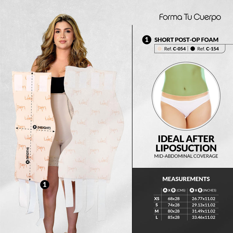Forma Tu Cuerpo Lipo Foams Post Surgery Post-Operative Liposuction Recovery Compression 360 Tummy Tuck Foam (Black + Short 360 Lipo Foam, X-Small) Black + Short 360 Lipo Foam