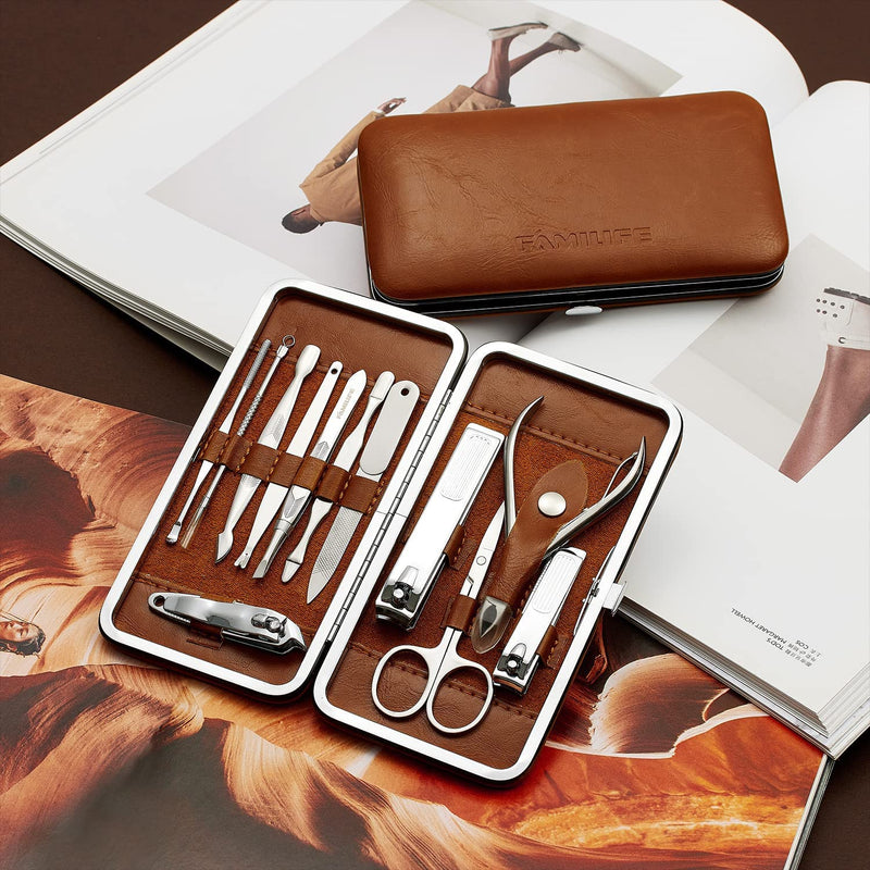 Manicure Pedicure Kit Professional Nail Clippers Set Men and Women 12 Pcs and 16pcs Grooming Kit Gifts for Men