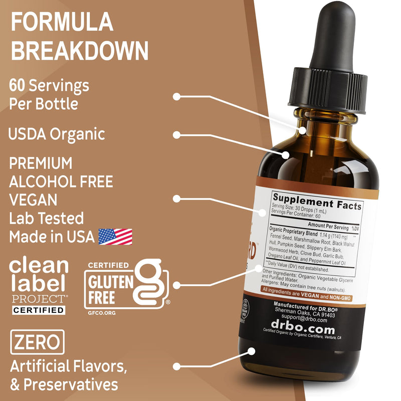 [Australia] - ParaGuard Cleanse Liquid Organic Detox - Organic Intestinal Guard Formula Supplement for Humans with Black Walnut Wormwood Clove & Oregano Tincture - Natural Herbal Intestine Body Gut Cleanser 2 oz 