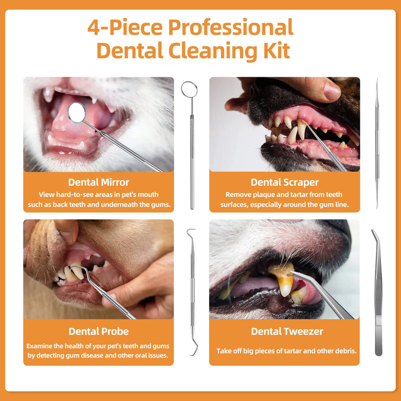 [Australia] - Ultrasonic Dog Plaque and Tartar Remover, Teeth Cleaning Kit for Pets, Rechargeable Dental Scraper for Pets, 5 Modes with 3 Cleaning Heads and LED Light 