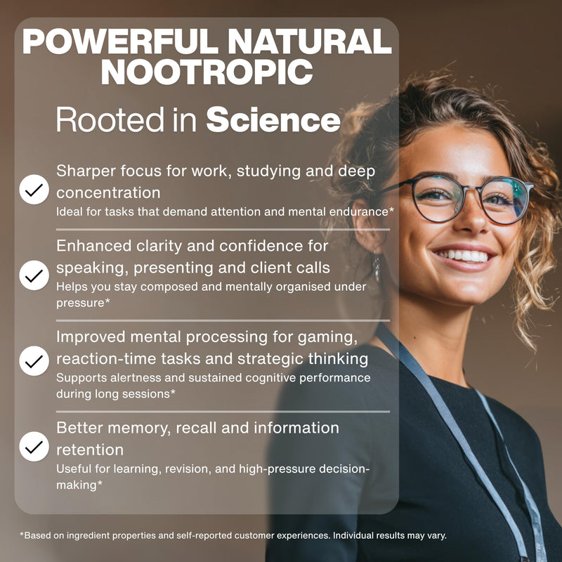 Neurofocus+ | 7-in-1 Brain Nootropic with Citicoline, Bacopa, Lion’s Mane, Rhodiola, L-Theanine, Phosphatidylserine & Coffee Fruit (Caffeine Free) - for Focus, Memory & Clarity