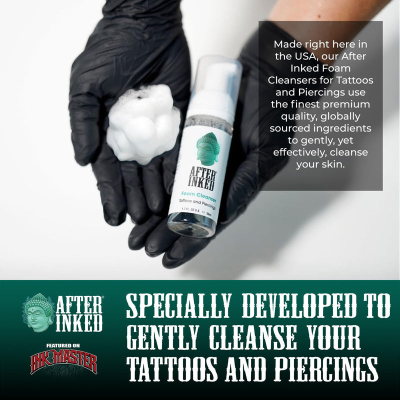 [Australia] - After Inked Tattoo & Piercing Aftercare Foam Cleanser - Quality Wash Soap Cleanser for Tattoos, Body Modifications and Piercings including Ear, Nose and Belly Button Foam Bottle, 1.7 oz 1.7 Fl Oz (Pack of 1) 