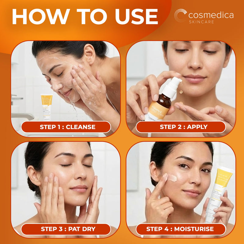 Cosmedica Vitamin C Serum for Face with Hyaluronic Acid & Vitamin E – Brightening Anti-Aging Serum for Dark Spots, Fine Lines & Wrinkles, Lightweight Collagen Booster, 1 fl oz 1 Fl Oz (Pack of 1)