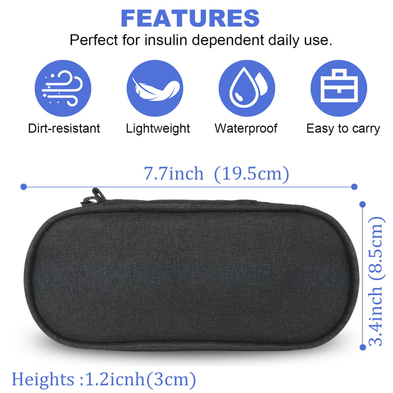 [Australia] - Insulin Pen Cooler Travel Case with TSA Approved Ice Packs,Diabetic Medication Insulated Cool Organizer,Insulin Pen and Other Diabetic Supplies, for The Daily Life and Trip Black 