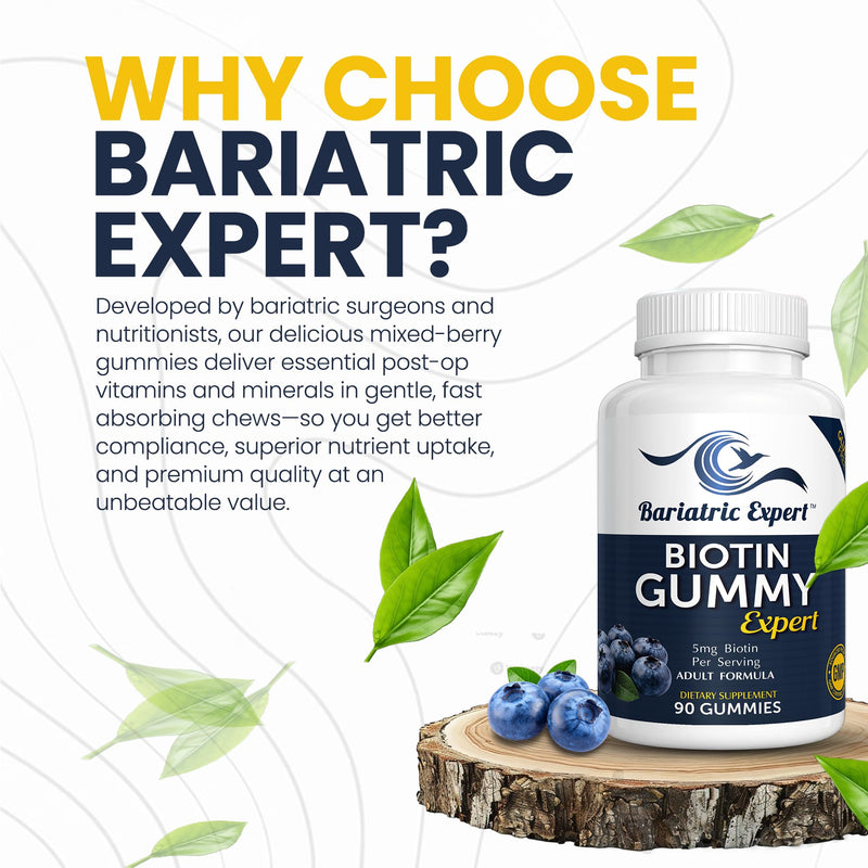 Bariatric Expert Biotin Vitamin – Fast-Melting Dietary Supplement for Adults Post Bariatric Surgery, 90 Count