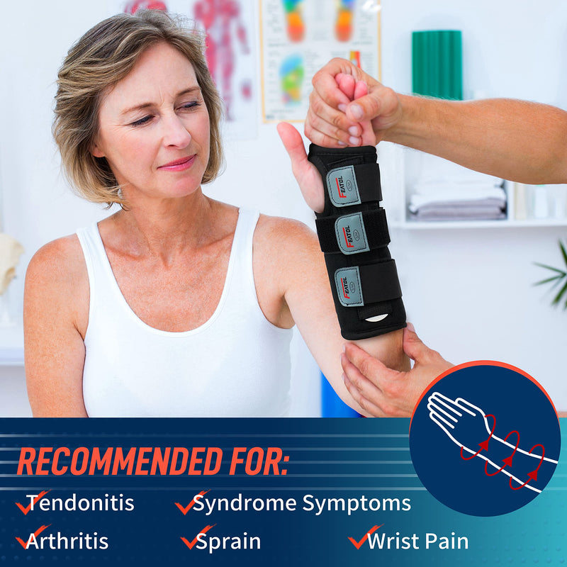 FEATOL Wrist Brace Hand Brace, Carpal Tunnel Wrist Splint Night Support for Women Men, Pain Relief Support -Tendonitis, Arthritis, Sprain, Right Hand, Medium/Large Medium/Large (Pack of 1) Right Hand -Black