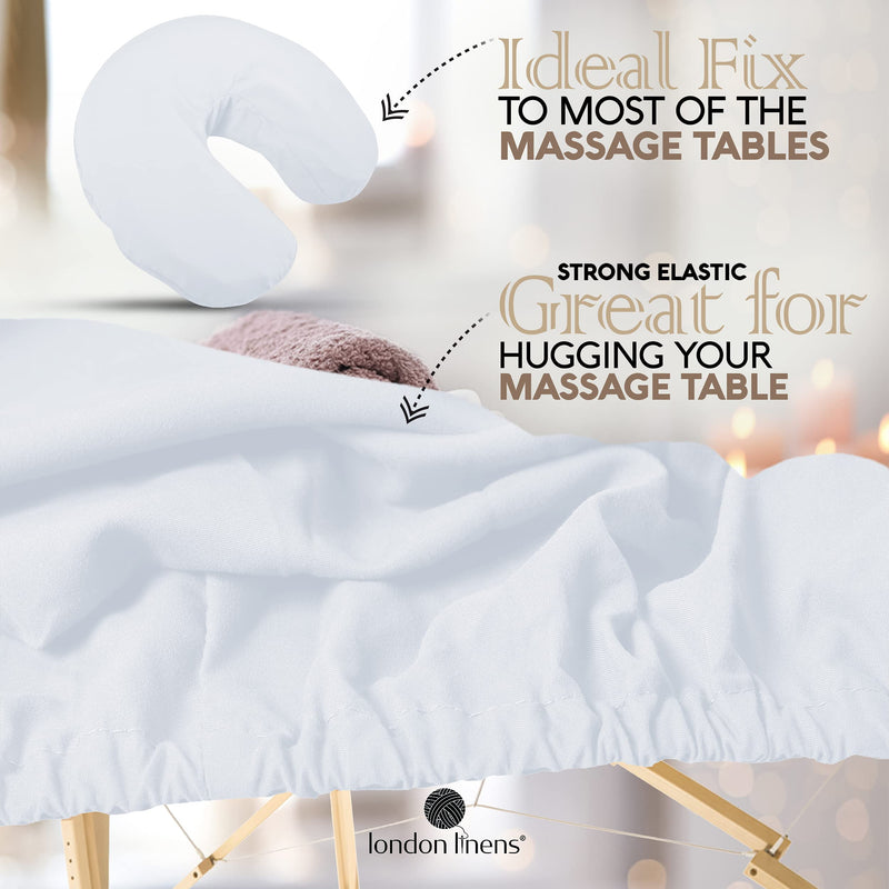 [Australia] - LONDON LINENS Soft Microfiber Massage Table Sheets Set 3 Piece Set - Includes Massage Table Cover, Massage Fitted Sheet, and Massage Face Rest Cover (White) White 