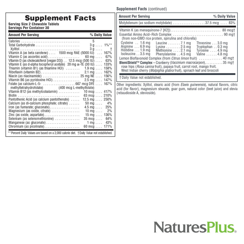 NaturesPlus Power Teen for Him - 60 Chewable Tablets, Wild Berry - High-Potency Teenage Multivitamin - Sugar Free, Vegetarian, Gluten Free - 30 Servings 60 Count (Pack of 1)