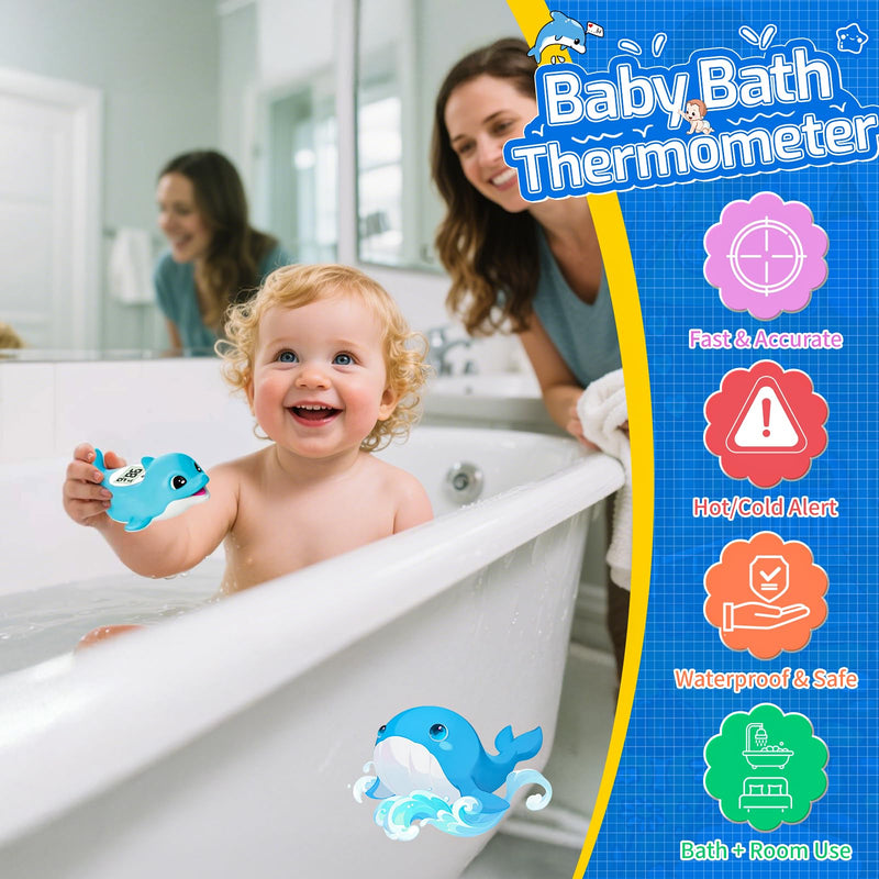 [Australia] - Baby Bath Thermometer for Newborn ‚Äì Digital Bathtub Water Temperature Thermometer ‚Äì Floating Dolphin Bath Toy, ¬∞C/¬∞F Display, Waterproof & BPA-Free 
