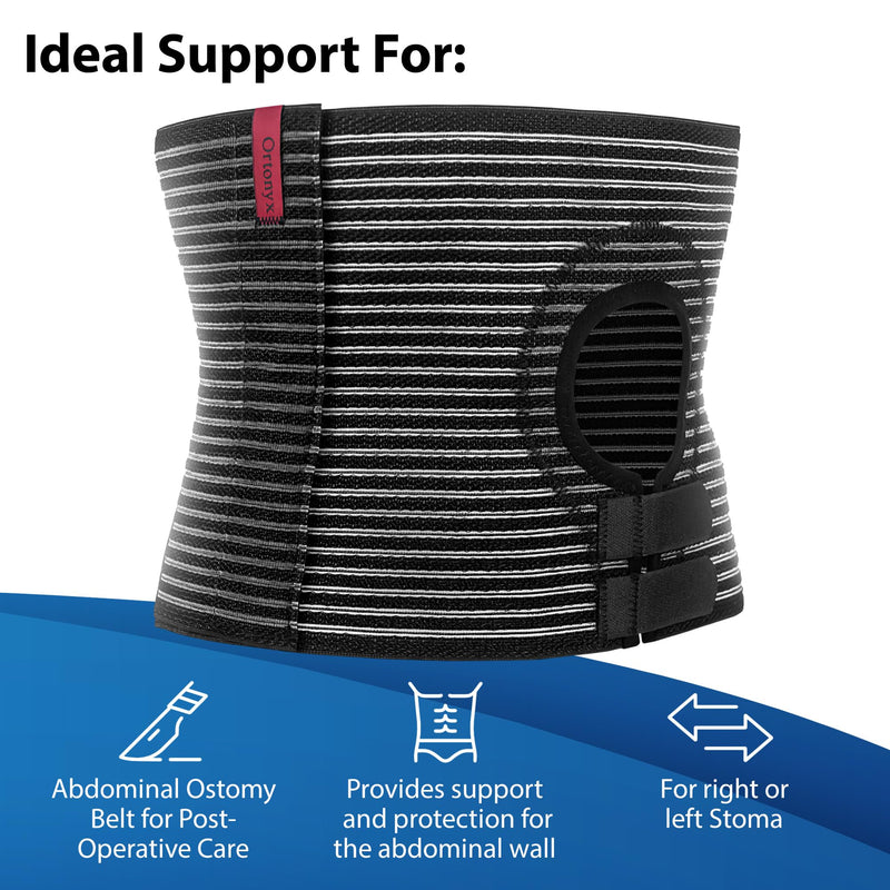 [Australia] - ORTONYX Abdominal Ostomy Belt for Men and Women, Post-Operative Care After Colostomy ileostomy Surgery, Adjastable Stoma Bag Hole/Black L-XXL L/XXL (36"-49") Black 